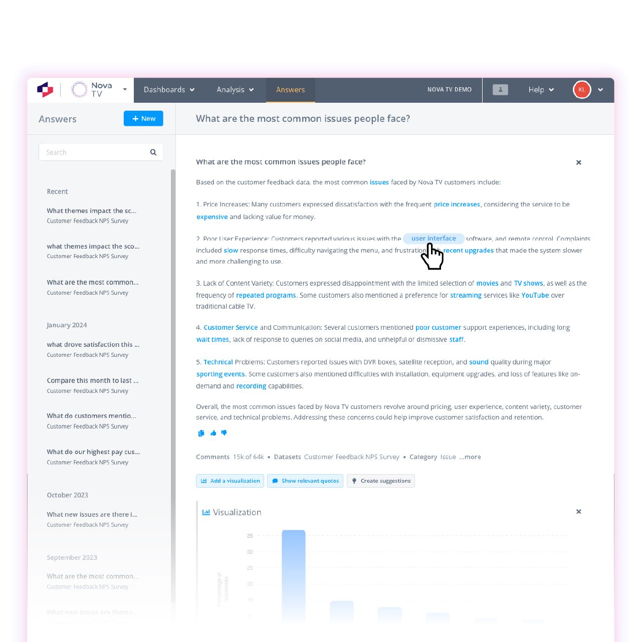 Use Thematic Answers to get straight to the specific customer experience insight you need