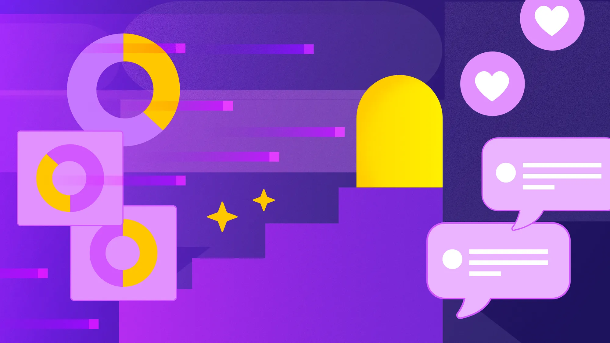A well-lit door is sitting on top a set of steps. Around it, we see Customer Feedback UI elements.