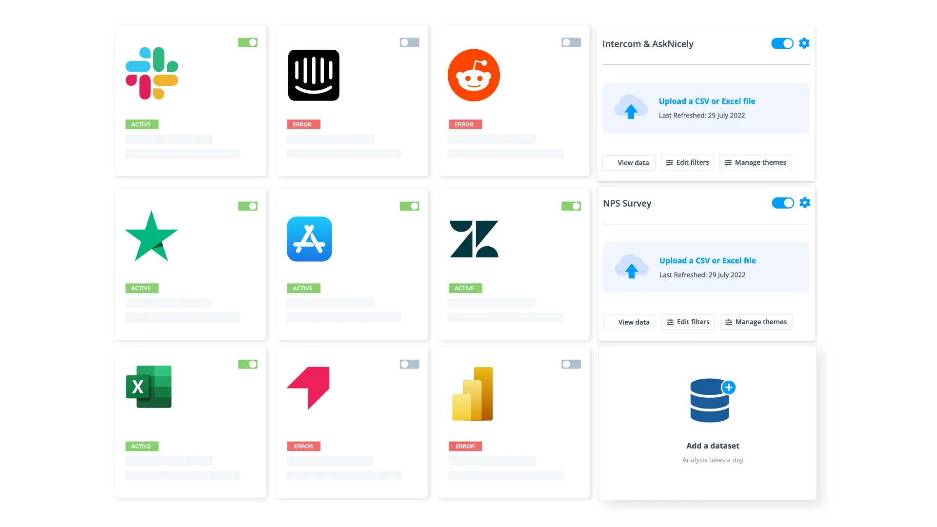 Some of qualitative data integrations offered by Thematic