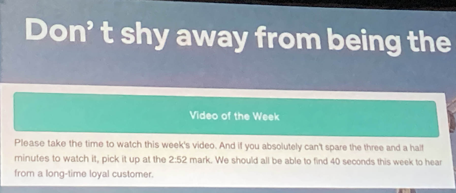 An example of Raj Sivasubramanian's messaging