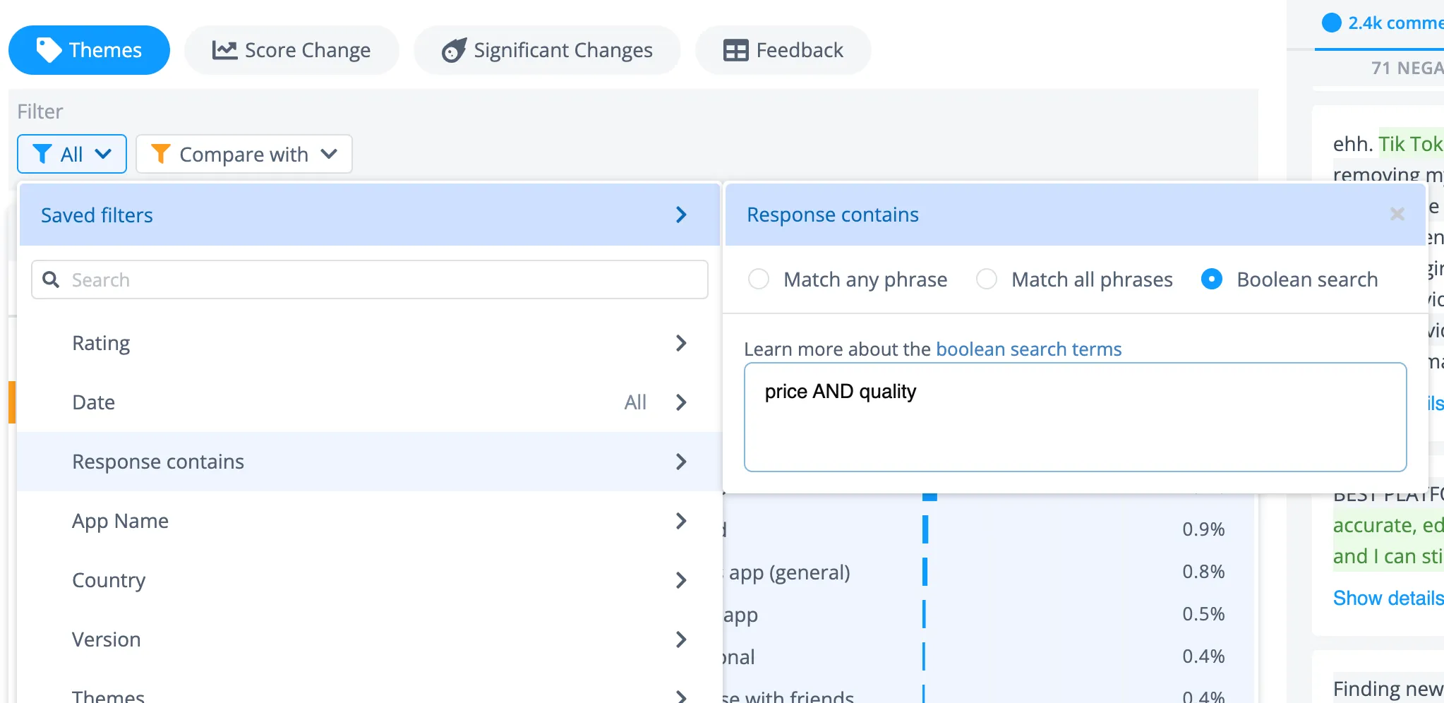 Advanced search using boolean operators