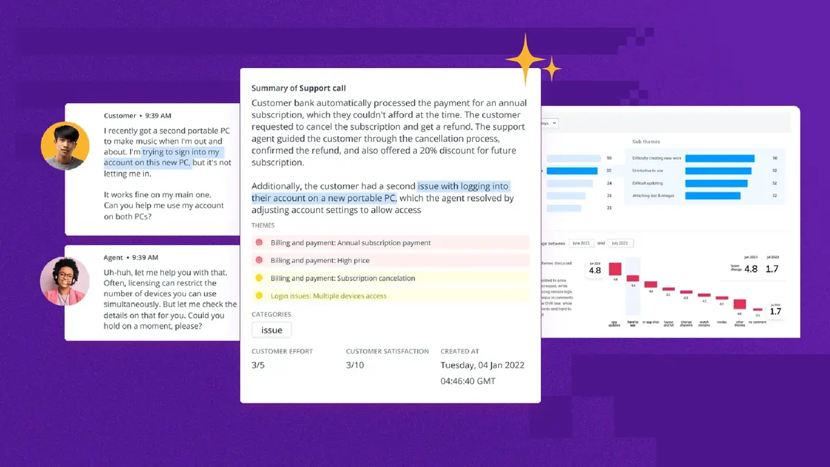 Thematic conversational analytics with call centre conversation summarized qualitative and quantitative