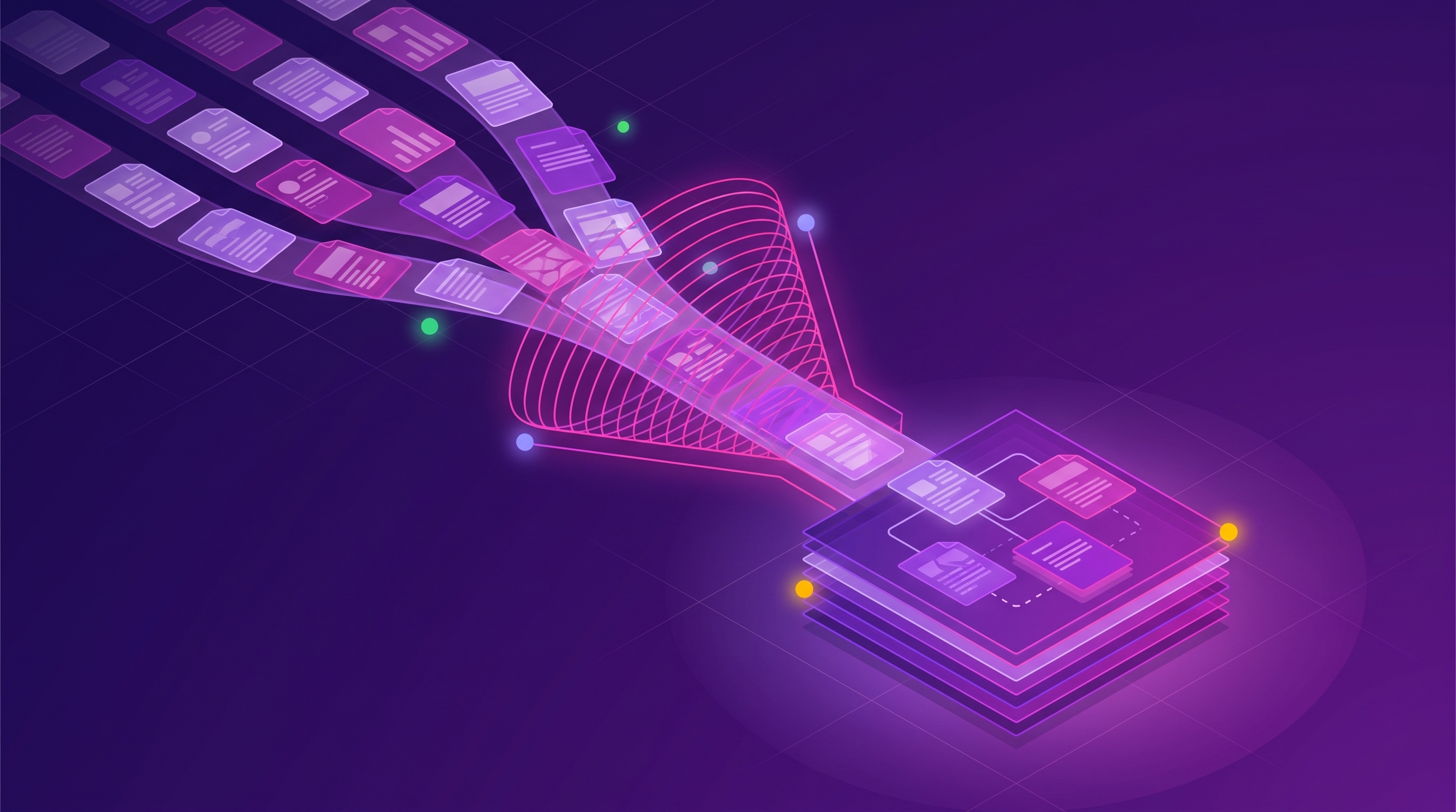 Streams of customer feedback in many different languages flowing into one unified stack of themes, with the original-language text preserved alongside.