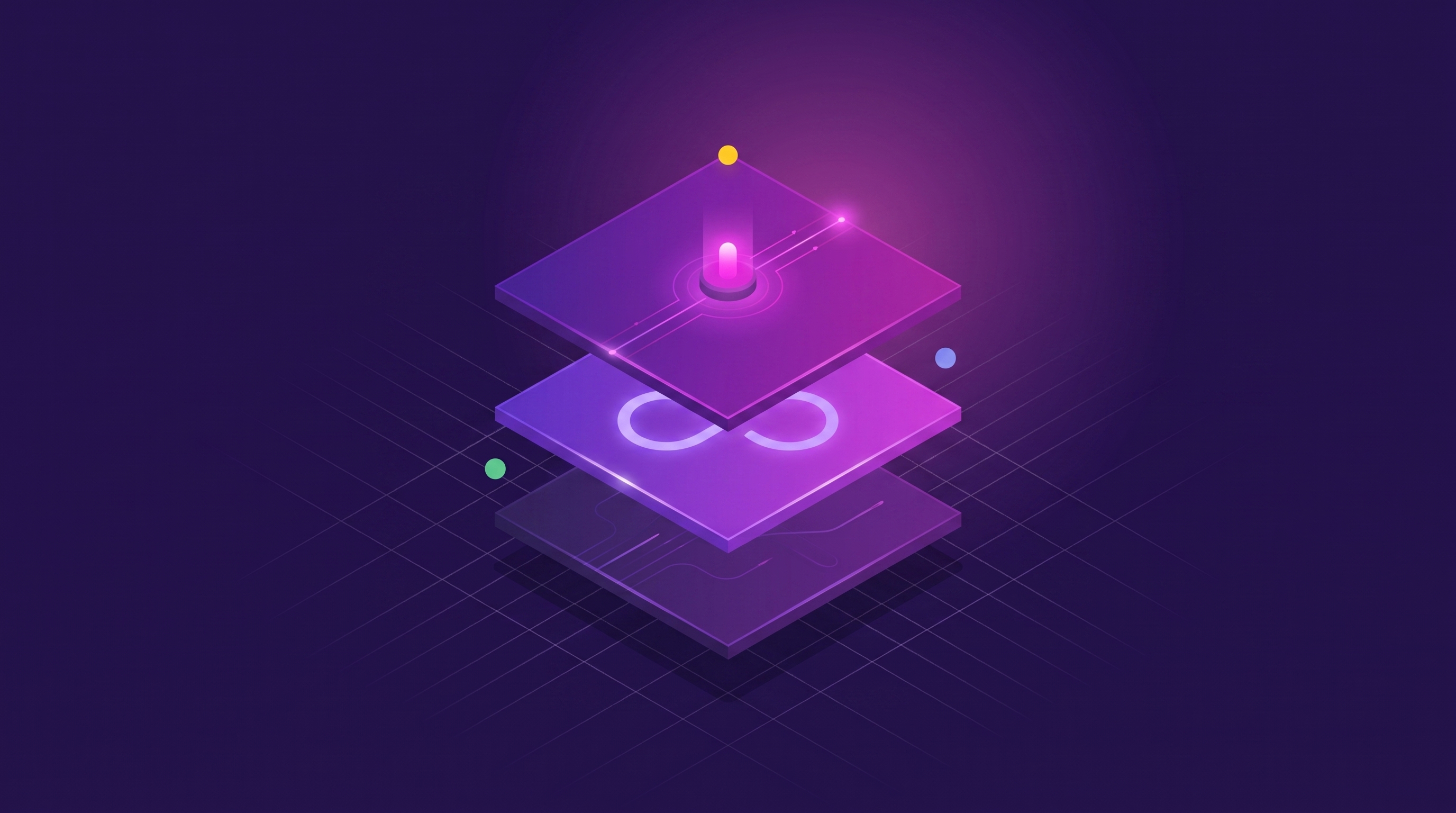 Three isometric layers stacked, a text-analytics technique layer at the base, a voice-of-customer program layer in the middle, and a customer-intelligence decision layer on top, in Thematic brand colors.