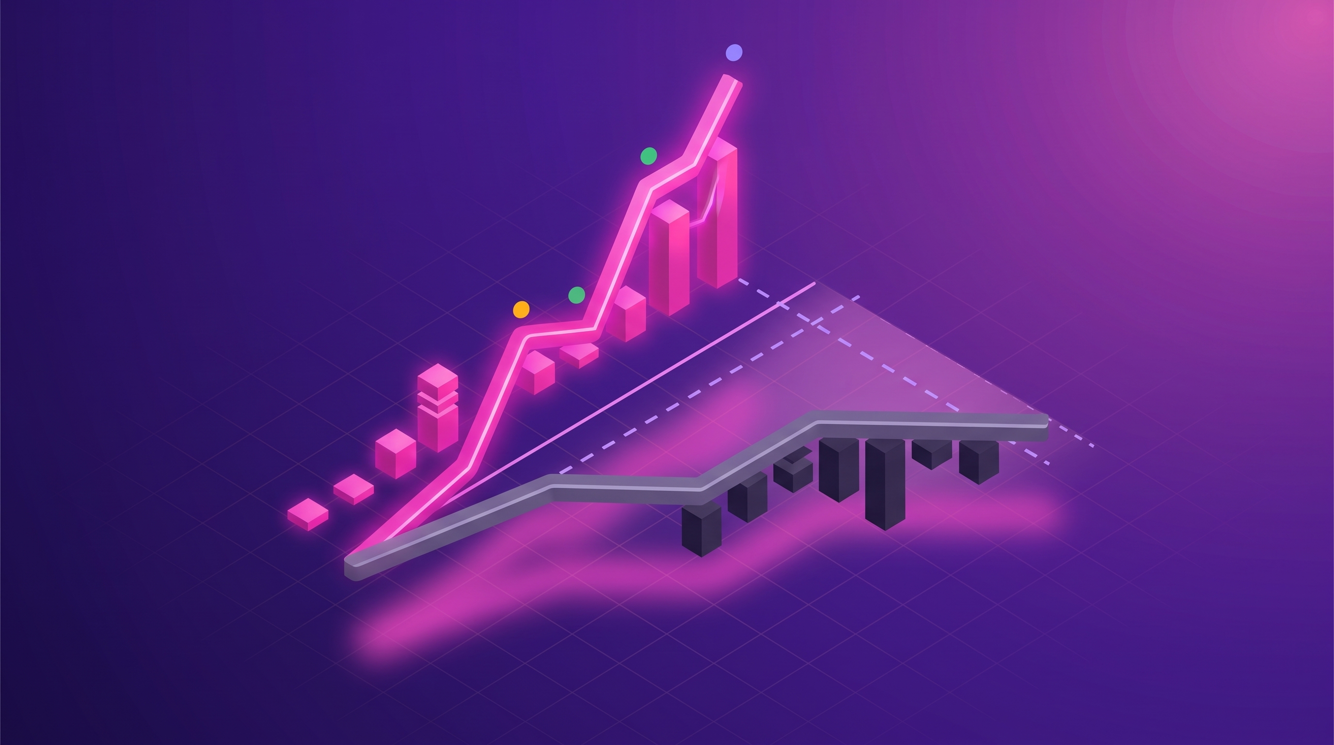 Two stacked layers of feedback themes bridging two time periods, with bars rising above and falling below a center line to show which themes lifted a score and which dragged it down.