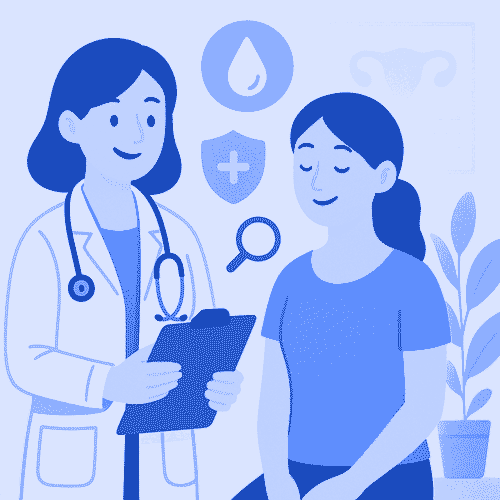Illustration of vaginal health awareness showing normal vs abnormal discharge symptoms