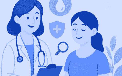 Illustration of vaginal health awareness showing normal vs abnormal discharge symptoms