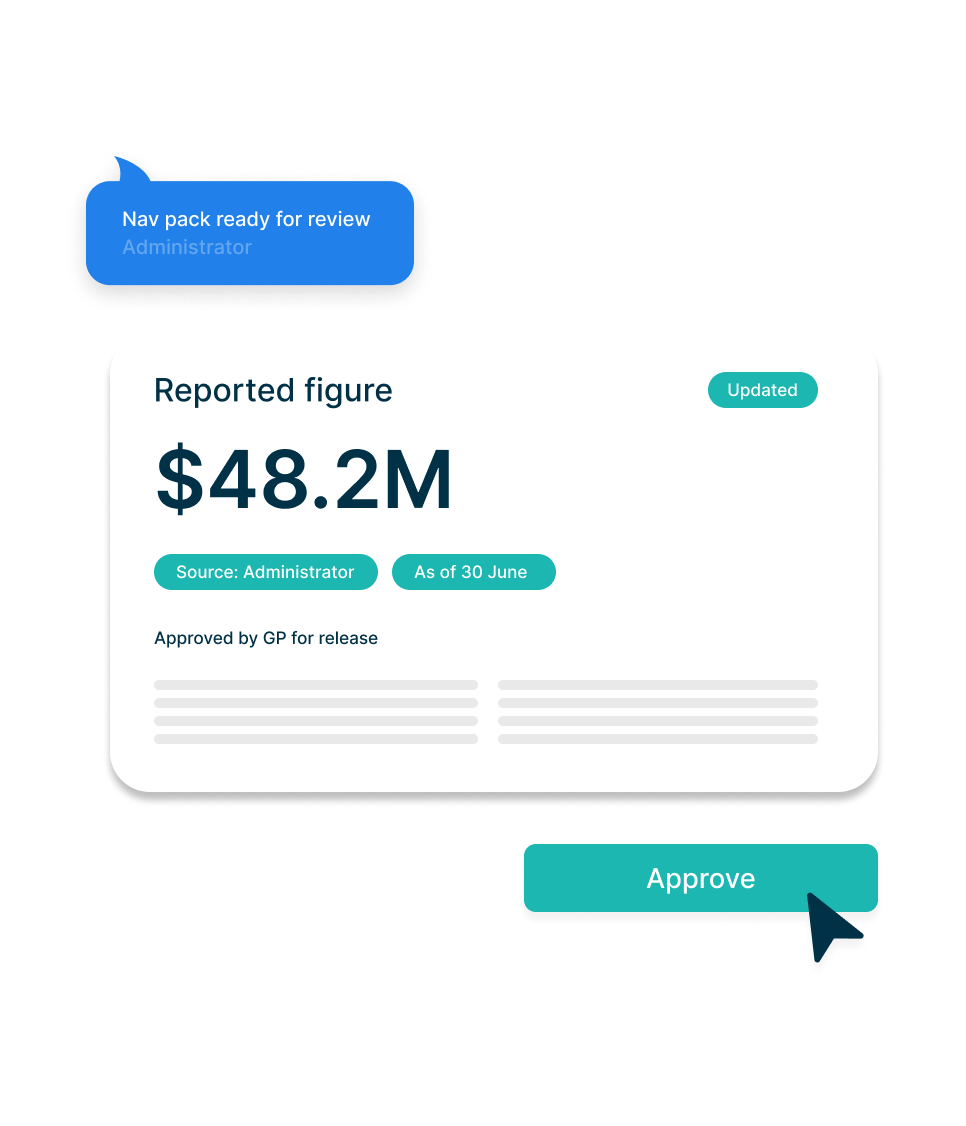 Reported figure of $48.2M with administrator source and as-of date, awaiting GP approval for release