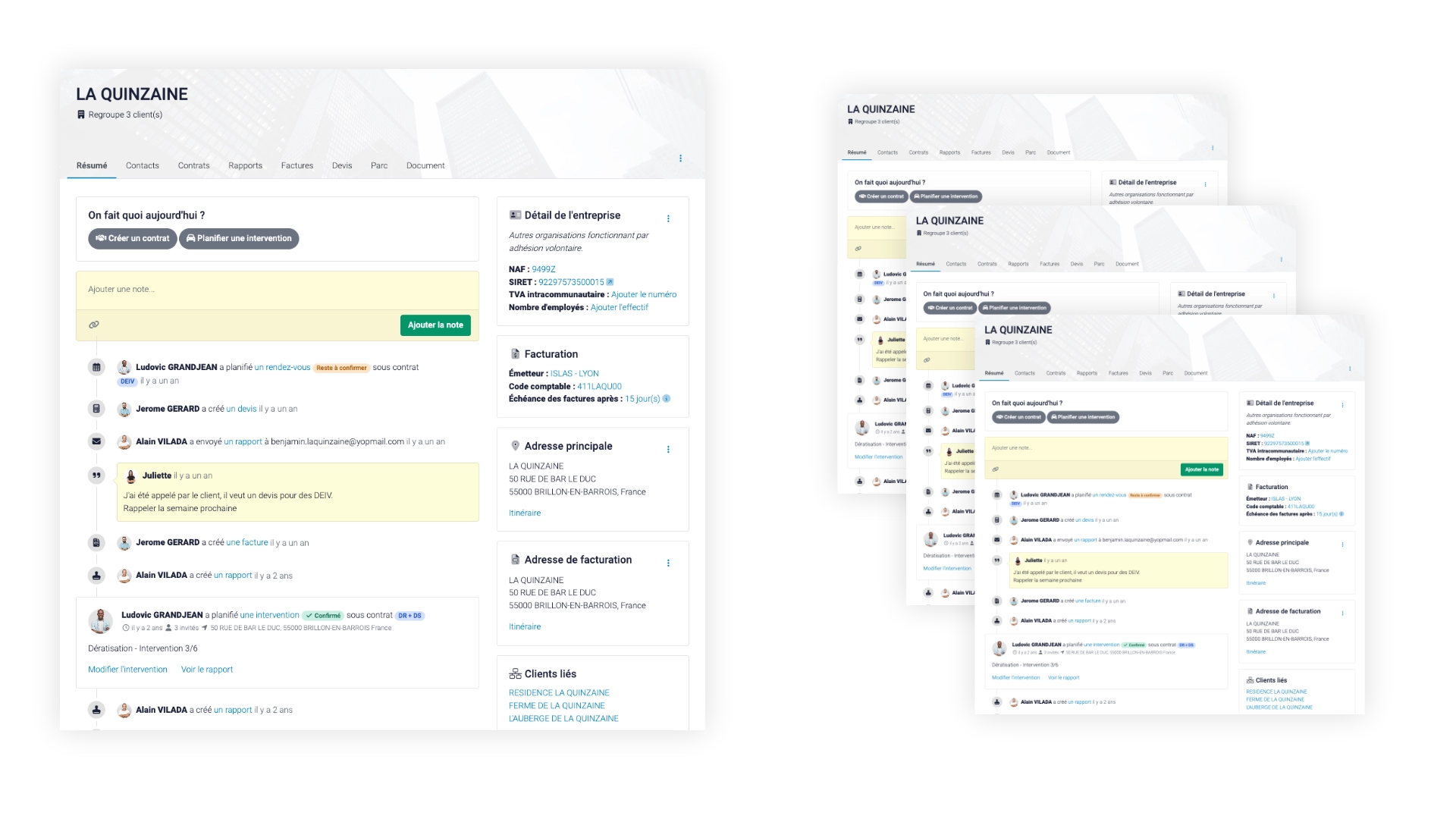 lien entre les fiches clients parents et enfants