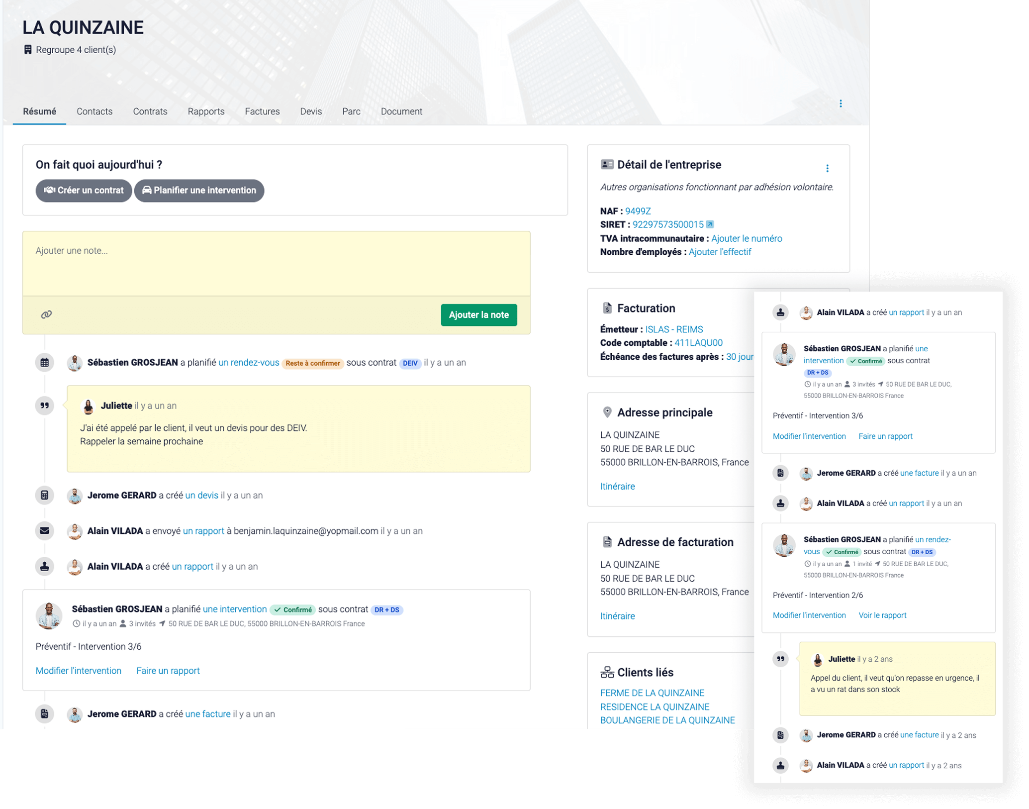 fiche client dans stann