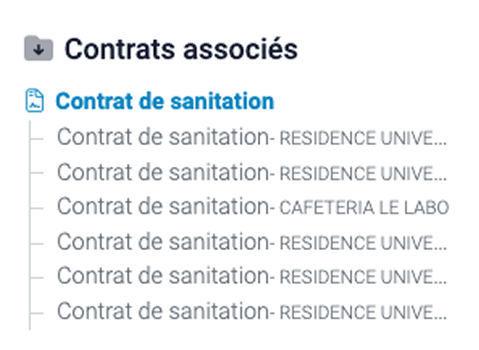 liste des contrats associés à un contrat parent