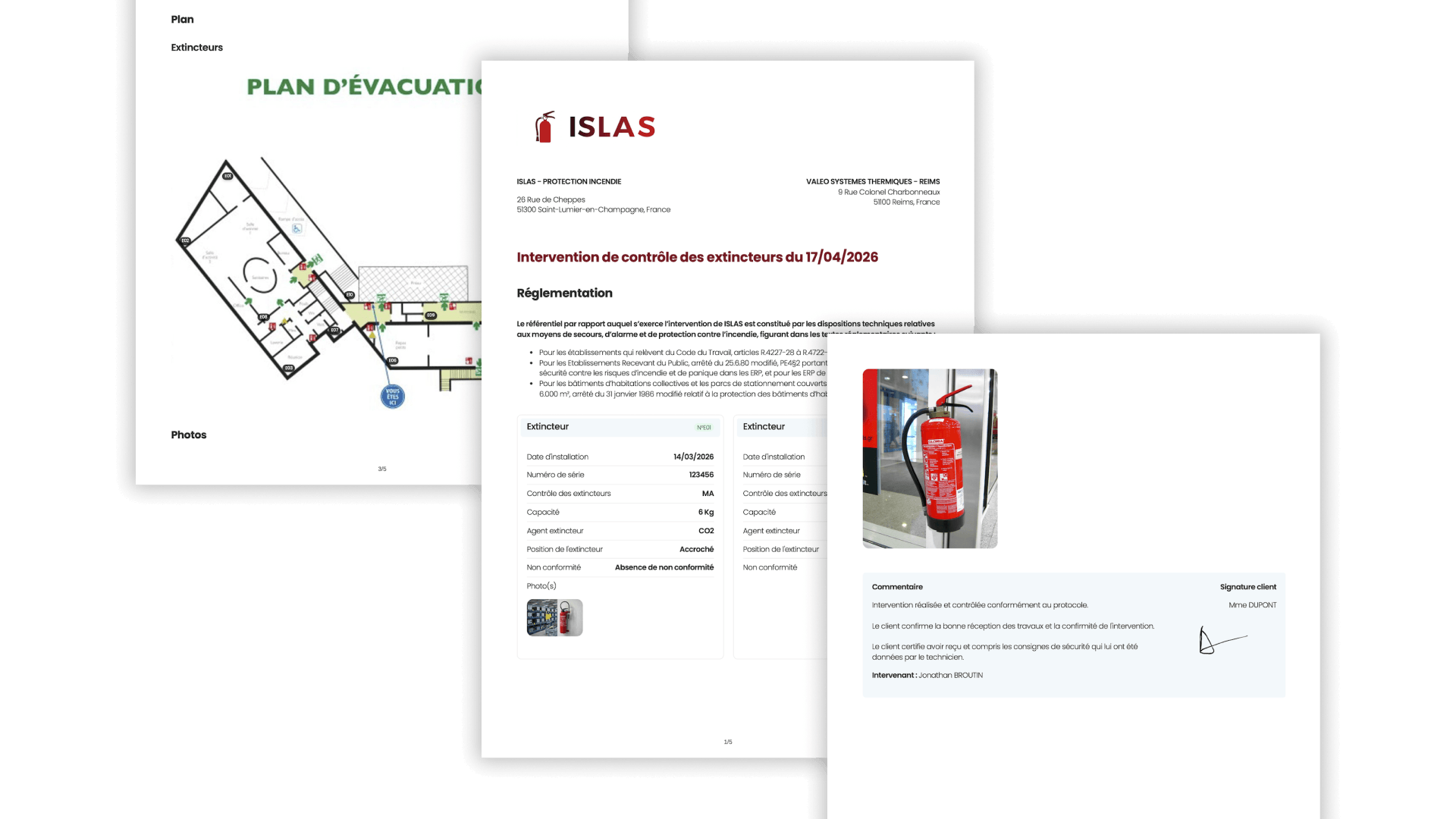 Traçabilité et rapports de protection incendie