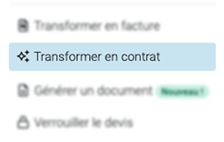 transformation d'un devis en contrat dans stann