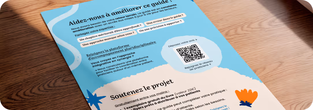 Promotion d'un guide sur la santé mentale : création de deux dépliants pour les patients et d'une brochure pour les professionnels de santé.