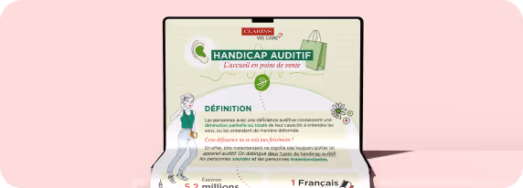 Création de 3 infographies de sensibilisation sur la prise en charge en point de vente des personnes en situation de handicap.
