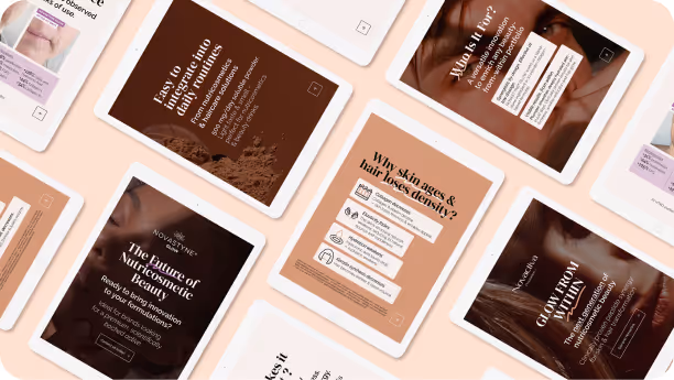 Création d’un carrousel d’une dizaine de slides pour promouvoir le lancement de l’actif Novastyne®Glow sur LinkedIn.