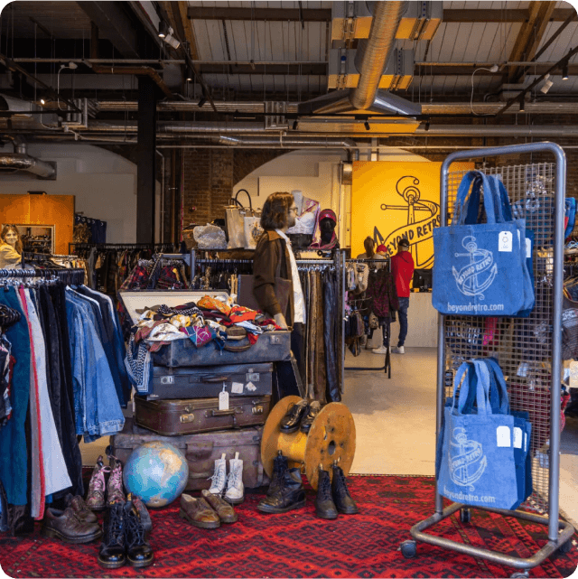 a  clothing store with a vintage look