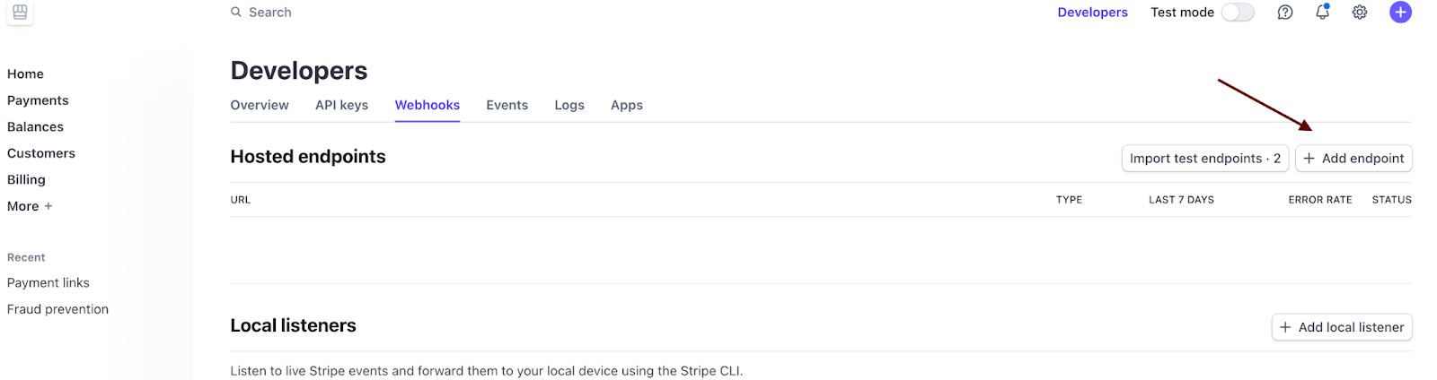 Add the Endpoint URL Click Add endpoint