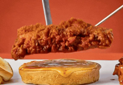 Scoville hot chicken sandwich being built