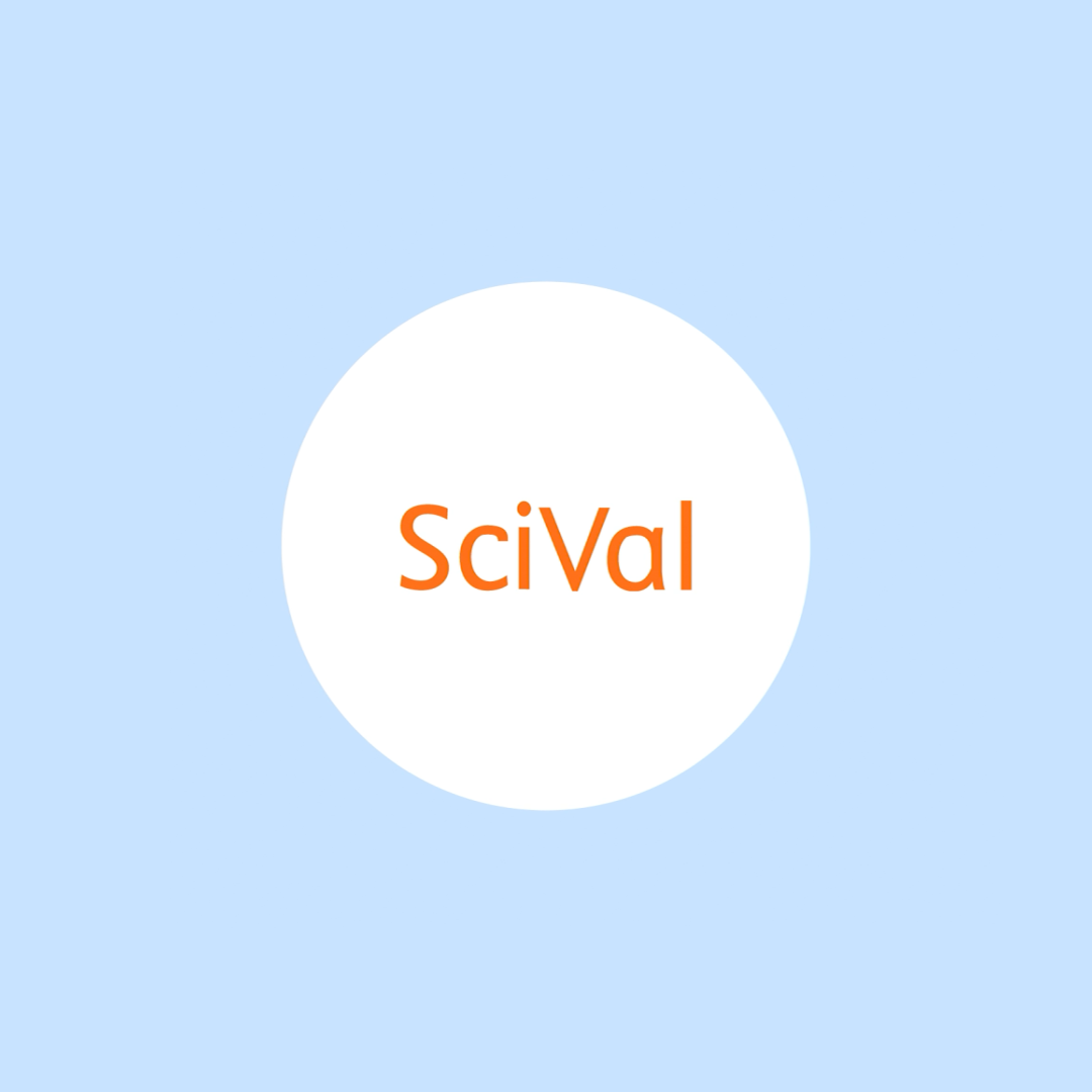 A blue background with the text SciVal sitting in the middle in a white circle