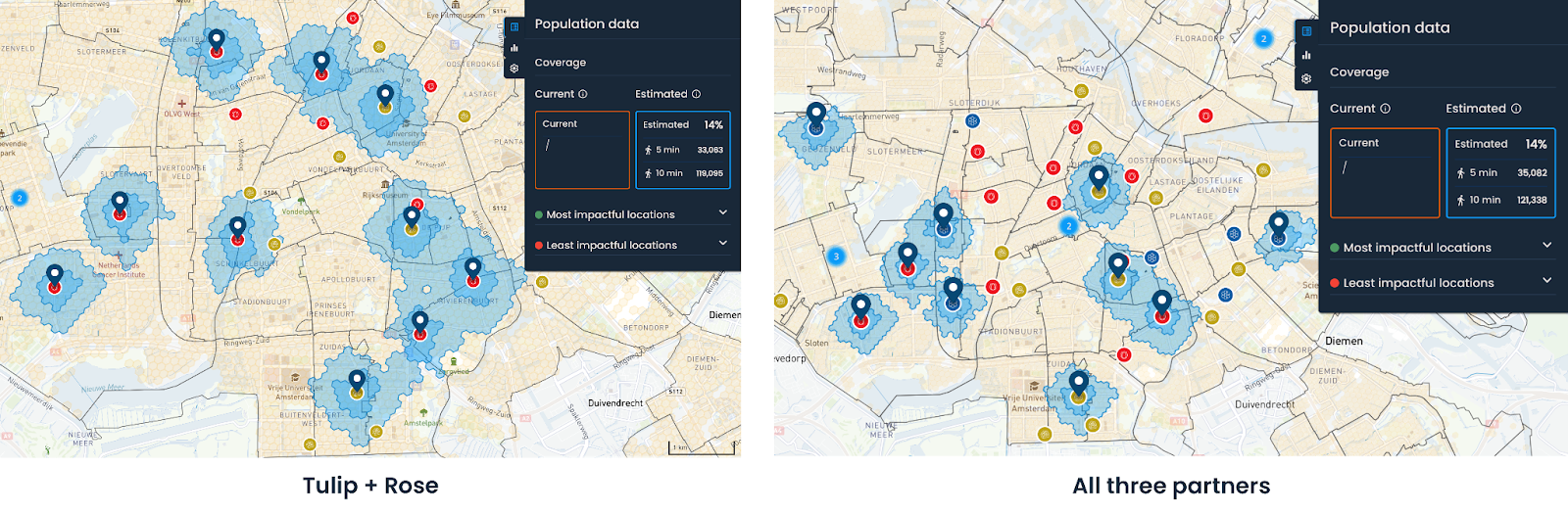 An example of scouting locations within multiple supermarket chains to form  potential partnerships.