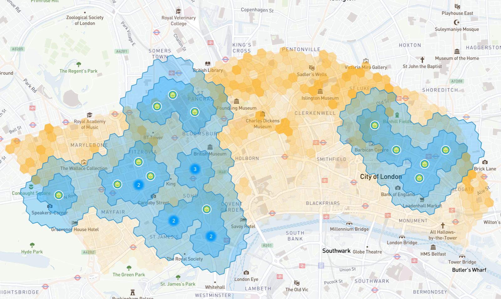 Visualizing potential partner locations
