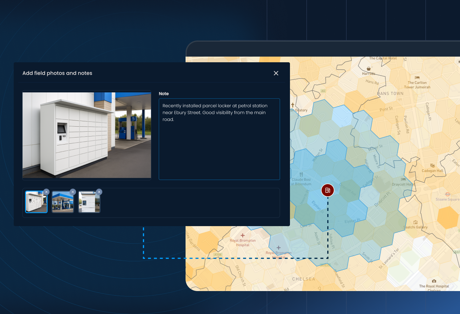 Upload field notes and photos and tie them directly to locations, ensuring all needed information is in one palce.