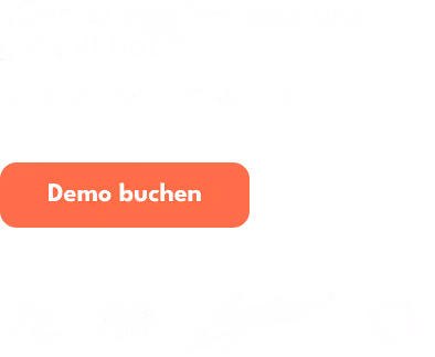 Vertrauenselemente mit einem Kundenzitat, Kundenlogos und einem klaren Aufruf zum Handeln, eine Demo zu buchen