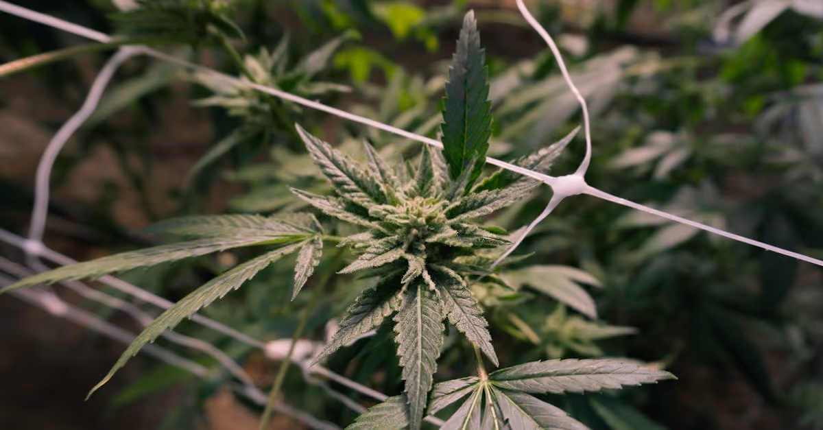 Cannabis plant flowering in indoor greenhouse for harvest weight METRC tracking integration