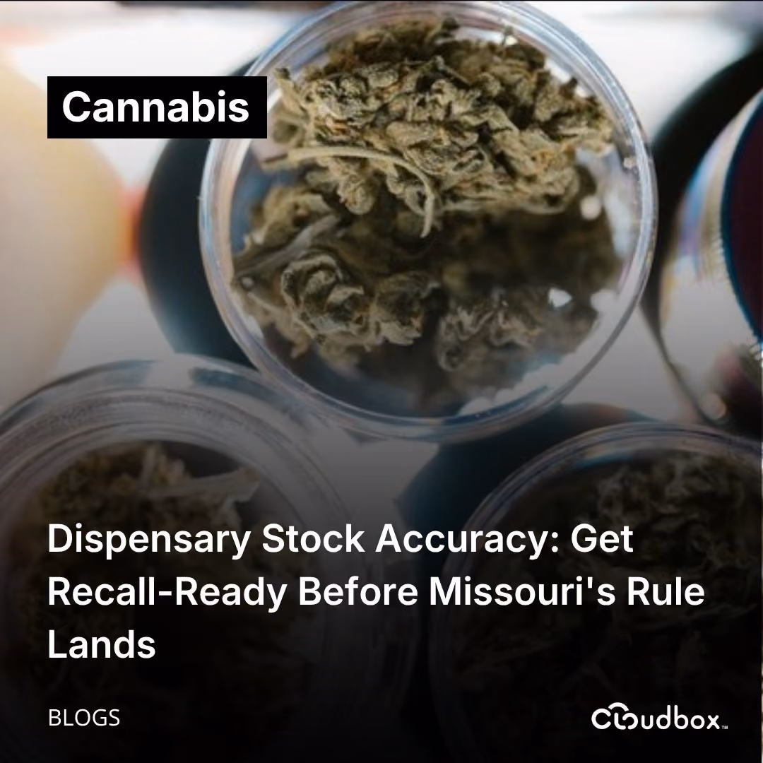 Blog card for a post on dispensary stock accuracy and Missouri's proposed cannabis recall rule