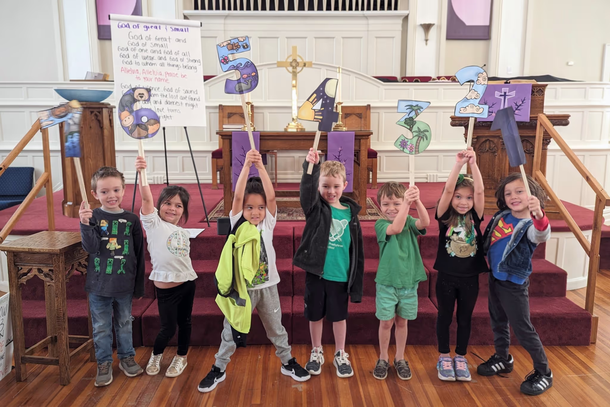 A group of excited children