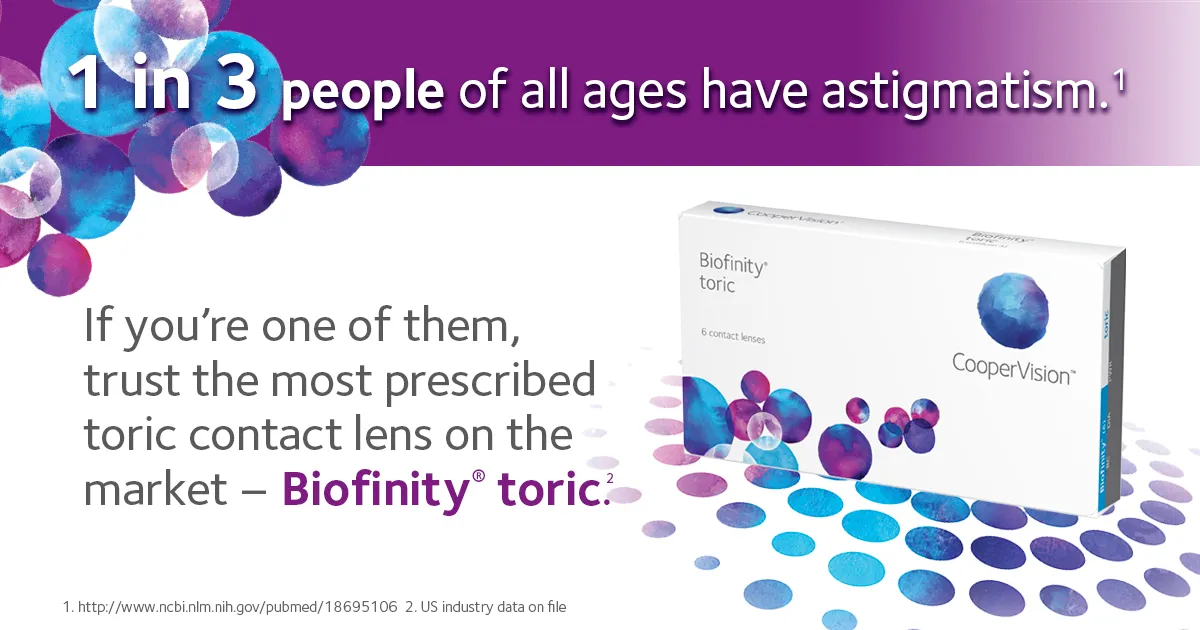 CooperVision contact lenses ad for people with astigmatism