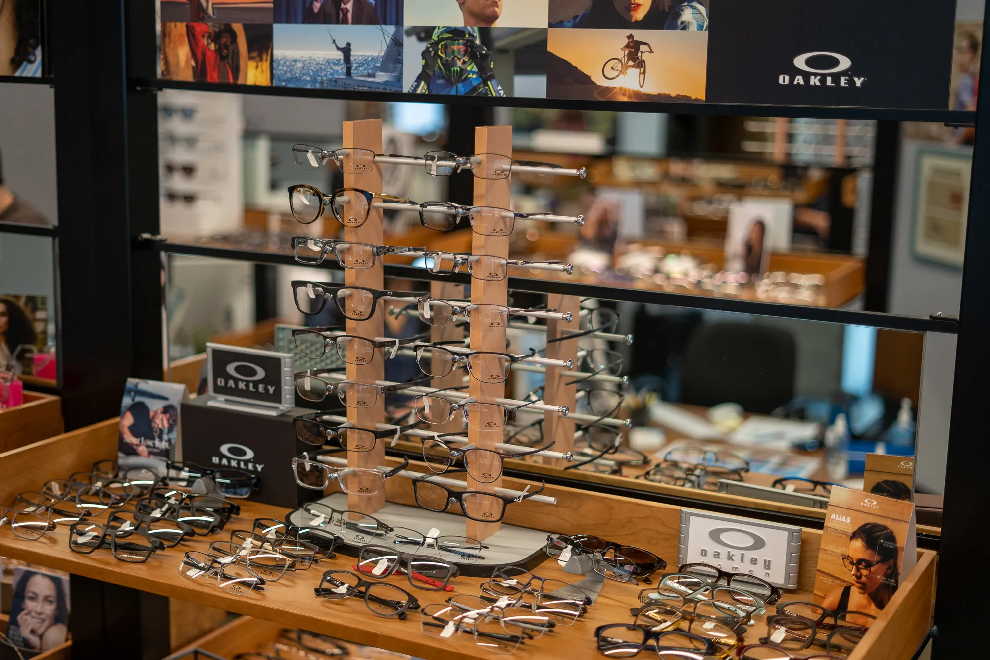 Oakley glasses being displayed