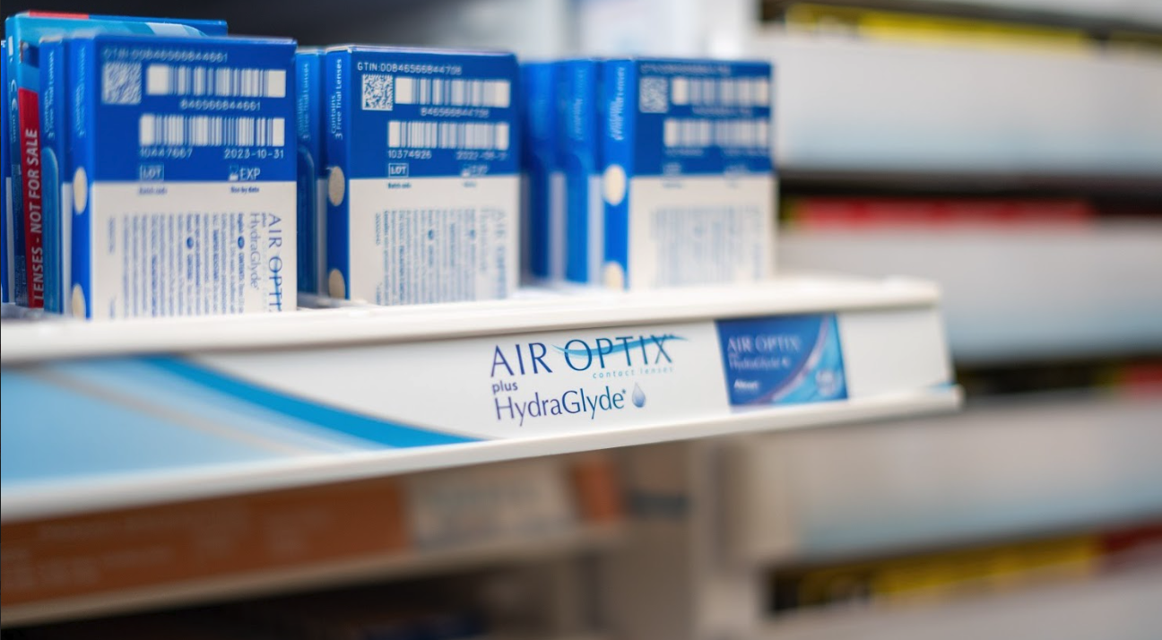 Air Optix contact lenses on the shelf