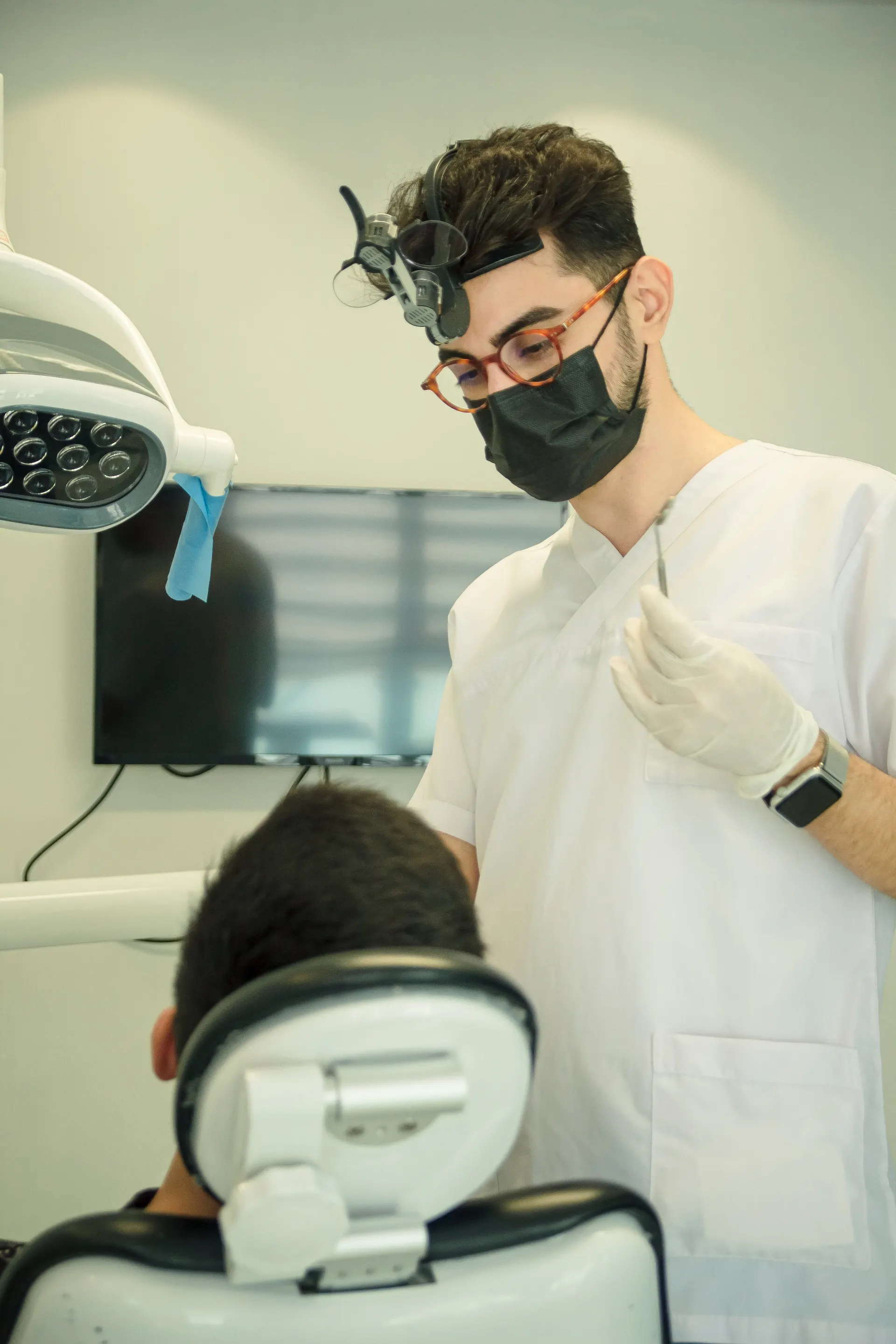 Optometrist giving an eye exam