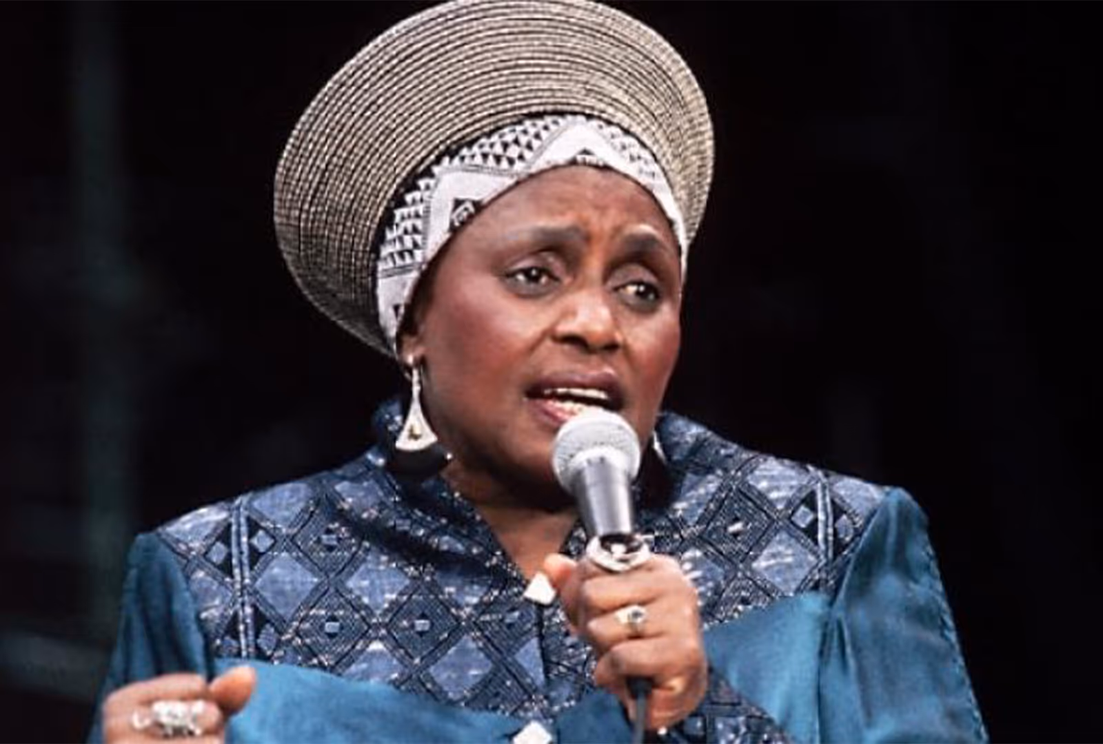 South African singer and activist Miriam Makeba performs live in Sweden during 1966