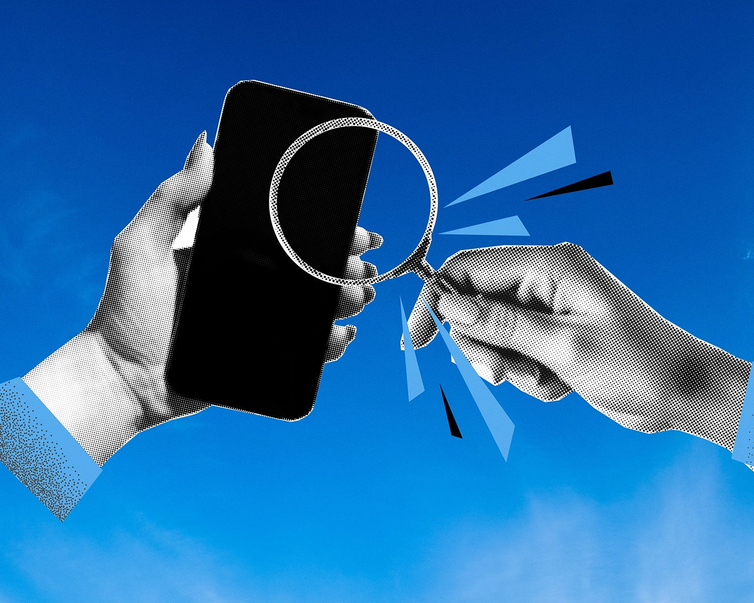 photo of a magnifyung glass over a phone