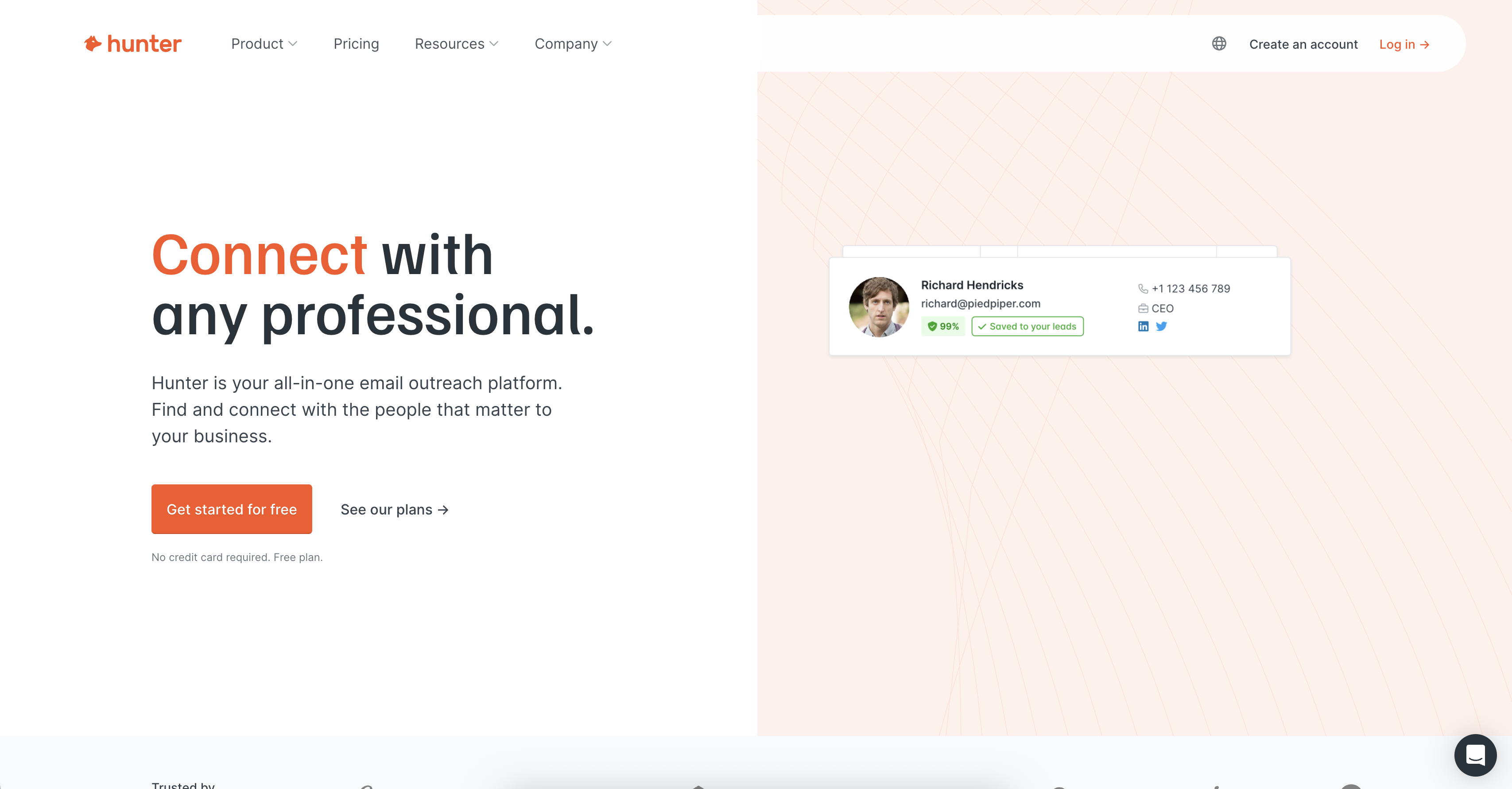 B2B lead generation and email verification Saas Product Hunter.io 