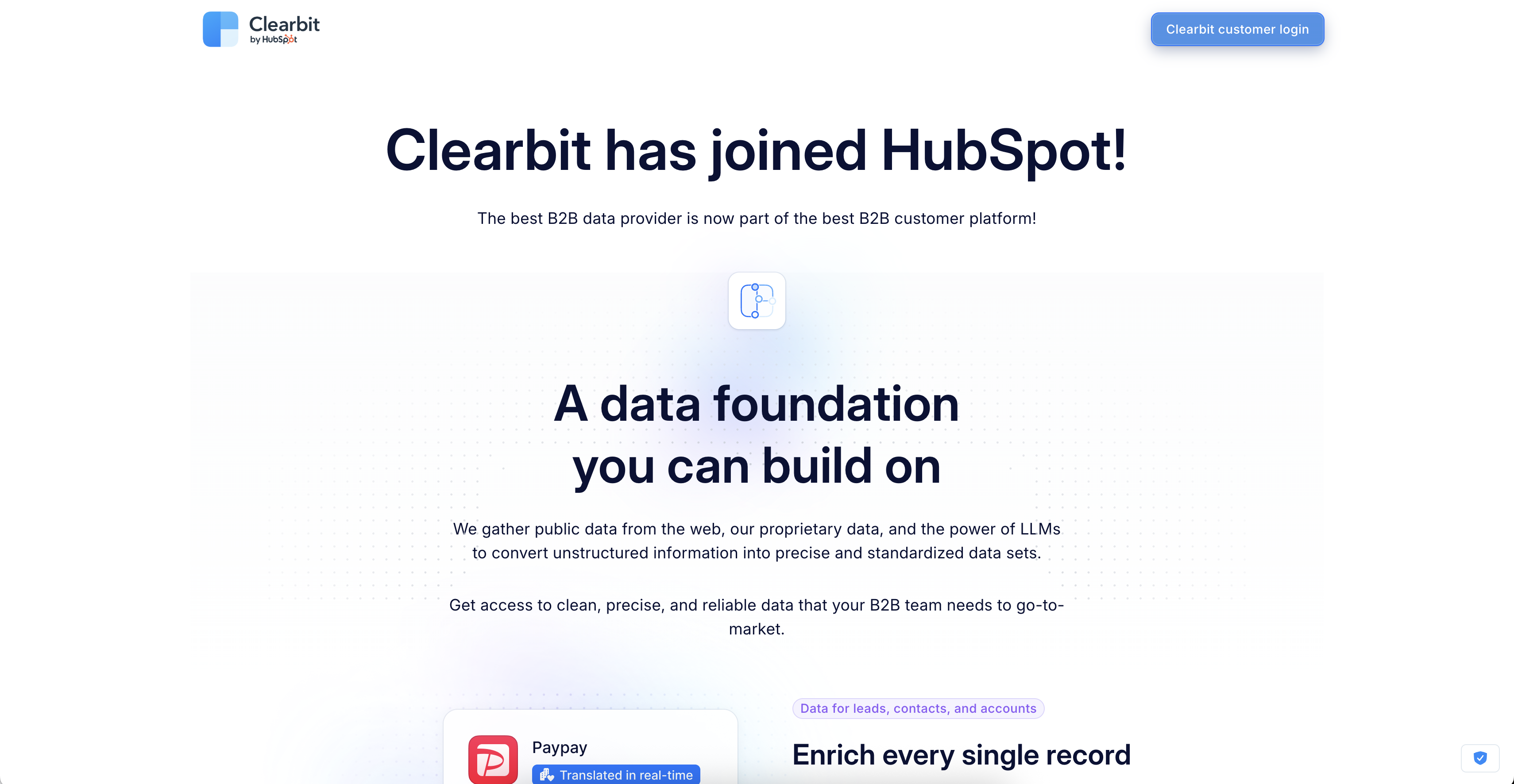Sales Marketing Tool Clearbit Home Page 