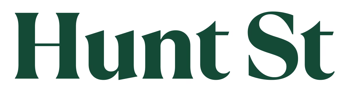 Hunt St company logo text in dark green serif font.
