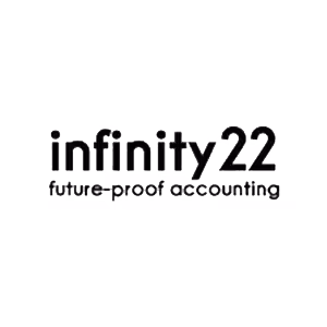 Infinity22 logo with tagline 'future-proof accounting' in black text on white background.