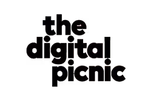 Black text logo saying 'the digital picnic' on white background.