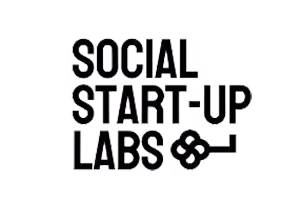 Black text saying Social Start-Up Labs with a key icon on a white background.