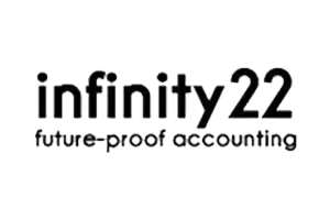Logo with text infinity22 and tagline future-proof accounting.