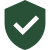 Green shield with a black checkmark symbolizing protection or security.