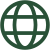 Simple globe icon with grid lines representing longitude and latitude.