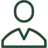 Simple black outline icon of a person with head and shoulders visible.