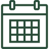 Black calendar icon with a grid representing days.