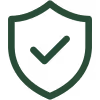 Shield icon with a checkmark symbolizing security and guarantee.