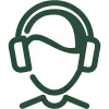 Icon of a person wearing a headset with microphone for online support or customer service.